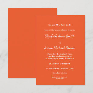 Helles Orange Minimalistisches Solid Background RSVP Karte