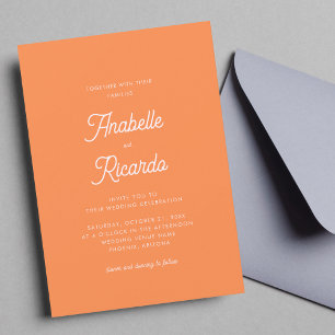 Helles Orange Pink Foto QR Code Hochzeit Einladung