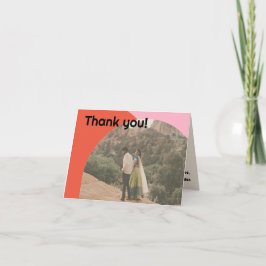 Helles Orange & Pink Retro Budget Foto Hochzeit Dankeskarte