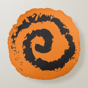 Helles ORANGE SPIRAL Round Throw Kissen
