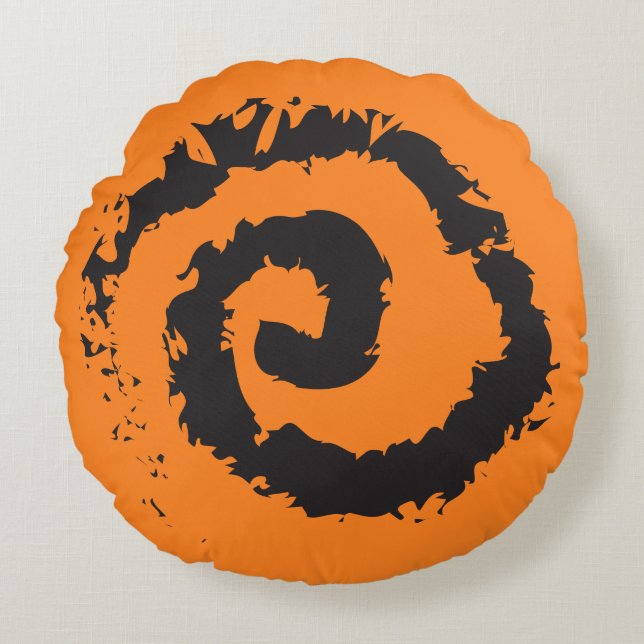 Helles ORANGE SPIRAL Round Throw Kissen (Vorderseite)
