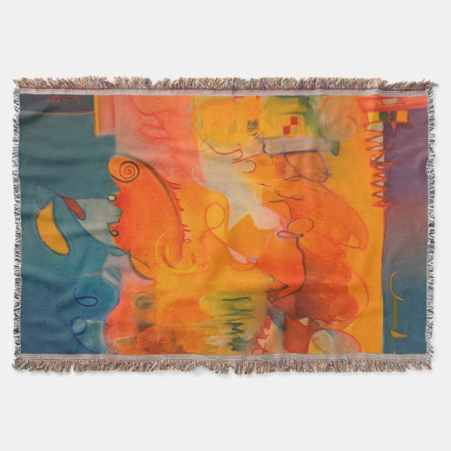 Helles Orange und Aquamarines Blanken Decke (Vorderseite)