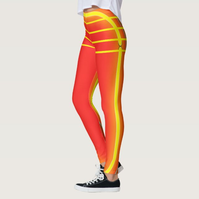 Helles Orange und Gelbes Muster Frauen Athletik Leggings (Links)