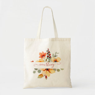 Helles orange Wasserfarbe floral personalisiert to Tragetasche