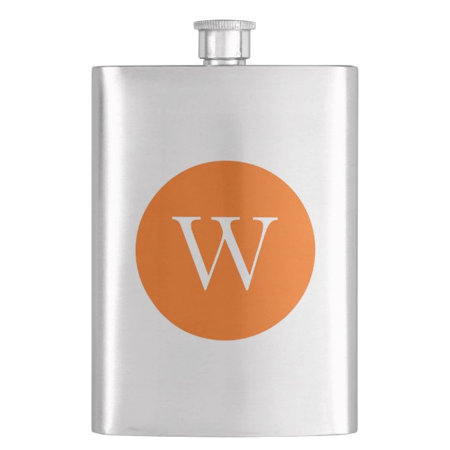 Helles oranges Kreis-Monogramm Flachmann (Vorderseite)