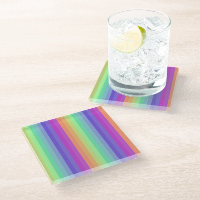 Helles Pastel Rainbow Strip Untersetzer (Schrägansicht)