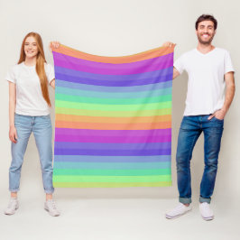 Helles Pastel Rainbow Stripe Fleece Blanket