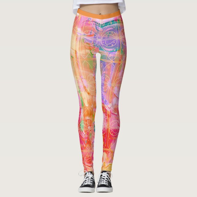 Helles Pastell Pattern Leggings (Vorderseite)
