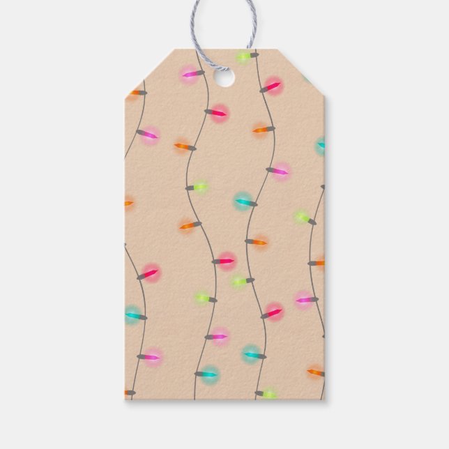 Helles Pastell Weihnachtslicht auf Kraft Geschenkanhänger (Vorderseite)