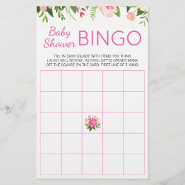 Helles Pink Floral Baby Dusche Bingo Spiel