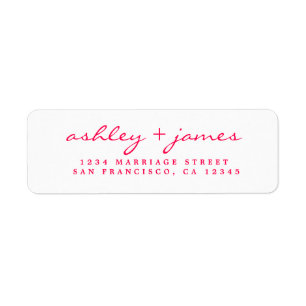 Helles Pink Script Elegant Hochzeit Rücksendeadres