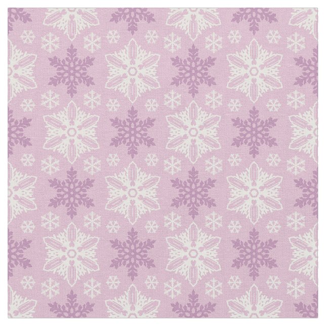 Helles Pink und Winter White Snowflake Muster Stoff (Nahaufnahme)