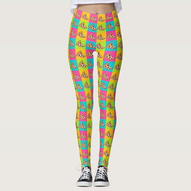 Helles Pizzaslicdesign Leggings (Vorderseite)