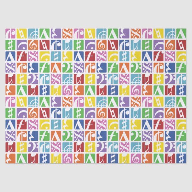 Helles Pop Art Colors Music Symbols Muster Seidenpapier (Vorderseite)