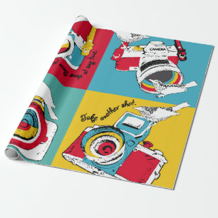 Helles Poster im Stil des Pop-Art mit Bild o Geschenkpapier