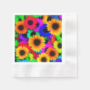 Helles psychedelisches Blumen-Kinderhippy-Muster Serviette
