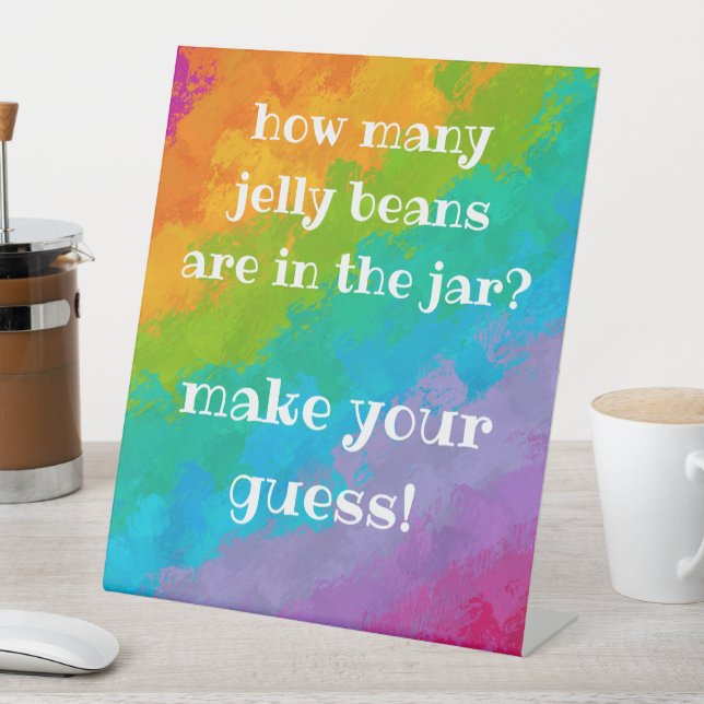 Helles Rainbow Birthday Party Jelly Bean Game Sign Sockelschild (In Situ)