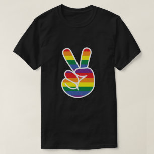 Helles Rainbow Pride Peace Sign T-Shirt