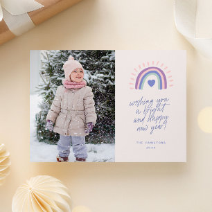 Helles Rainbow Script Happy New Year Foto Feiertagskarte