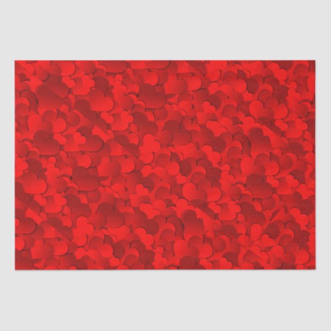 Helles Red-Burgund Herz Valentine Tissue Seidenpapier (Vorderseite)