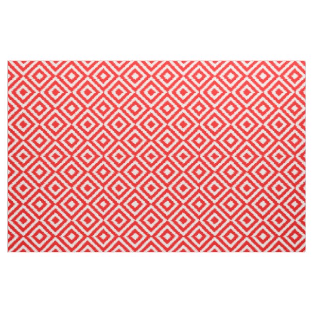 Helles Red Ikat Diamond Squares Mosaikkunstmuster Stoff (Fat Quarter (45,7 x 55,9 cm))