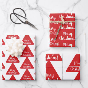 Helles Red MerChristmas Modernes Muster Geschenkpapier Set