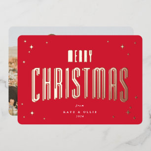 Helles Red Merry Christmas Retro Stars Foto Folien Feiertagskarte