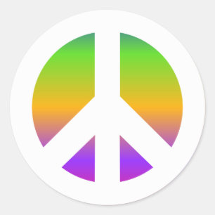 Helles Regenbogen-Friedenszeichen Runder Aufkleber
