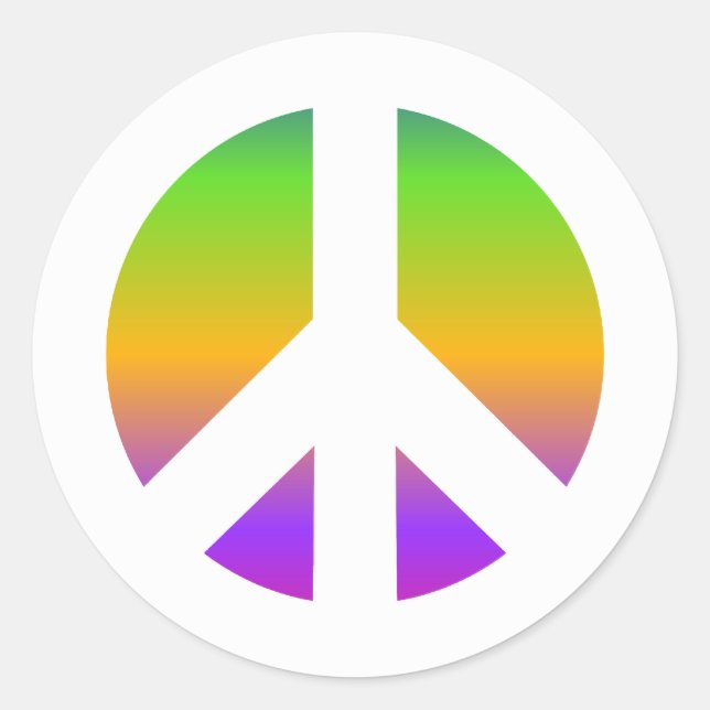 Helles Regenbogen-Friedenszeichen Runder Aufkleber (Vorderseite)