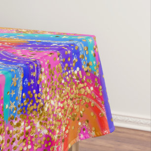 Helles Regenbogen-Gold-Glitter Tischdecke