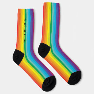 Helles Regenbogen Strickdekorationsstil Socken