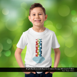 Helles Regenbogen Vier-Leaf Klee Minimalistischer T-Shirt