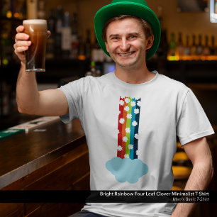 Helles Regenbogen Vier-Leaf Klee Minimalistischer T-Shirt