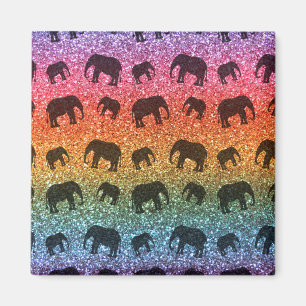 Helles Regenbogenelefant-Glittermuster Magnet