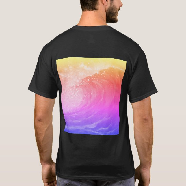 helles Regenbogenposter, das eine schwache Welle d T-Shirt (Rückseite)