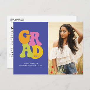 Helles Retro Design 2024 Foto Abschluss Postkarte