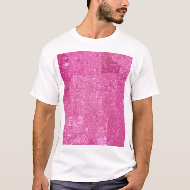 Helles Rosa abstraktes Mosaik Glanz T-Shirt (Vorderseite)