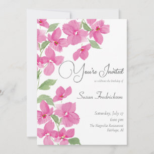 Helles Rosa Aquarell-Blumenmuster Einladung