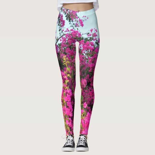 Helles rosa Bouganvilla-Foto DruckLeggings Leggings (Vorderseite)