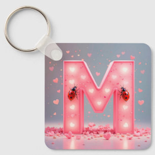 Helles rosa Buchstabe M Design Schlüsselanhänger