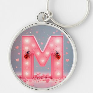 Helles rosa Buchstabe M Design Schlüsselanhänger