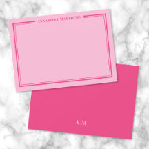 Helles Rosa Doppelrand Minimalistisches Monogramm
