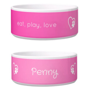 Helles Rosa Essen Spielen Liebe Individuelle Hunde Napf