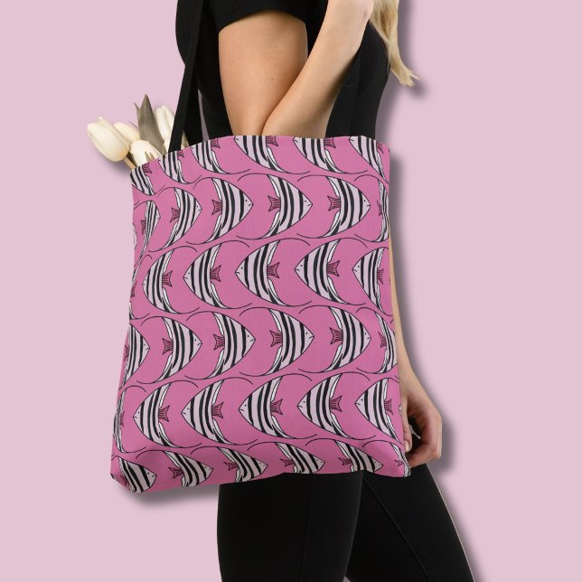 Helles Rosa Fischmuster (Pink fish pattern tote bag)