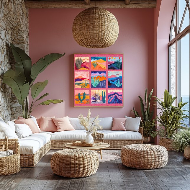 Helles, rosa Gerahmtes Wüstengitter - farbenfroh Poster (Von Creator hochgeladen)