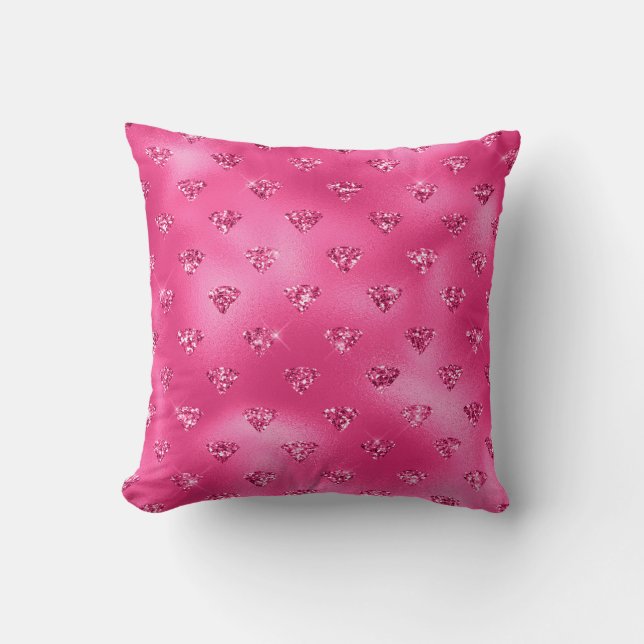 Helles rosa Glam Funkelnd Diamantmuster Kissen (Vorderseite)