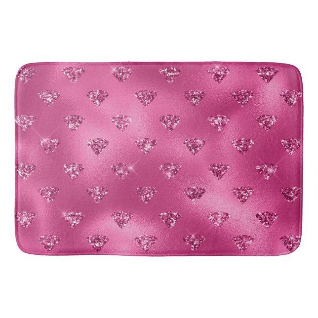 Helles Rosa Glamour Funkelnde Diamanten Muster Badematte (Vorderseite)