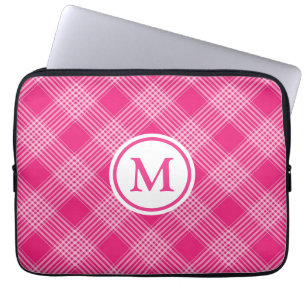 Helles rosa Karomuster mit Monogramm Laptopschutzhülle