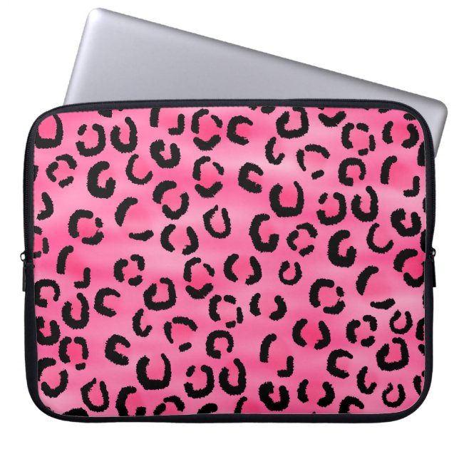 Helles rosa Leopard-Druck-Muster Laptopschutzhülle (Vorderseite)