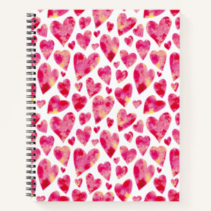 Helles Rosa Liebesherz-Muster Notizbuch